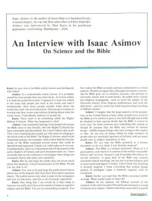 An Interview with Isaac Asimov on Science and the Bible