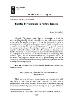 Theatre Performance in Postmodernism