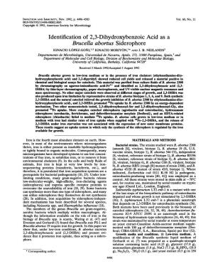 Identification of 2,3-Dihydroxybenzoic Acid As a Brucella Abortus Siderophore IGNACIO LOPEZ-GONI,12 IGNACIO MORIYON,1* and J