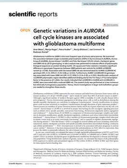 Genetic Variations in AURORA Cell Cycle Kinases Are Associated With