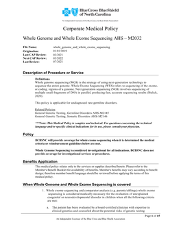Whole Genome and Whole Exome Sequencing AHS – M2032
