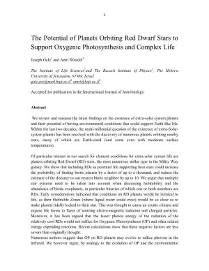 The Potential of Planets Orbiting Red Dwarf Stars to Support Oxygenic Photosynthesis and Complex Life
