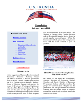 Newsletter February - March 2013