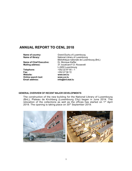 Annual Report to Cenl 2018