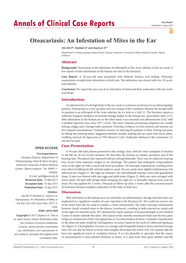 Otoacariasis: an Infestation of Mites in the Ear