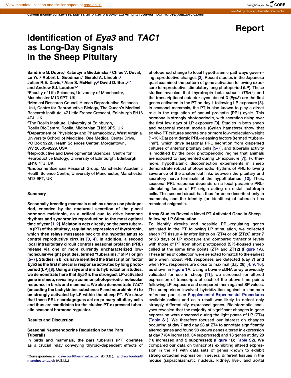 Identification of Eya3 and TAC1 As Long-Day Signals in the Sheep