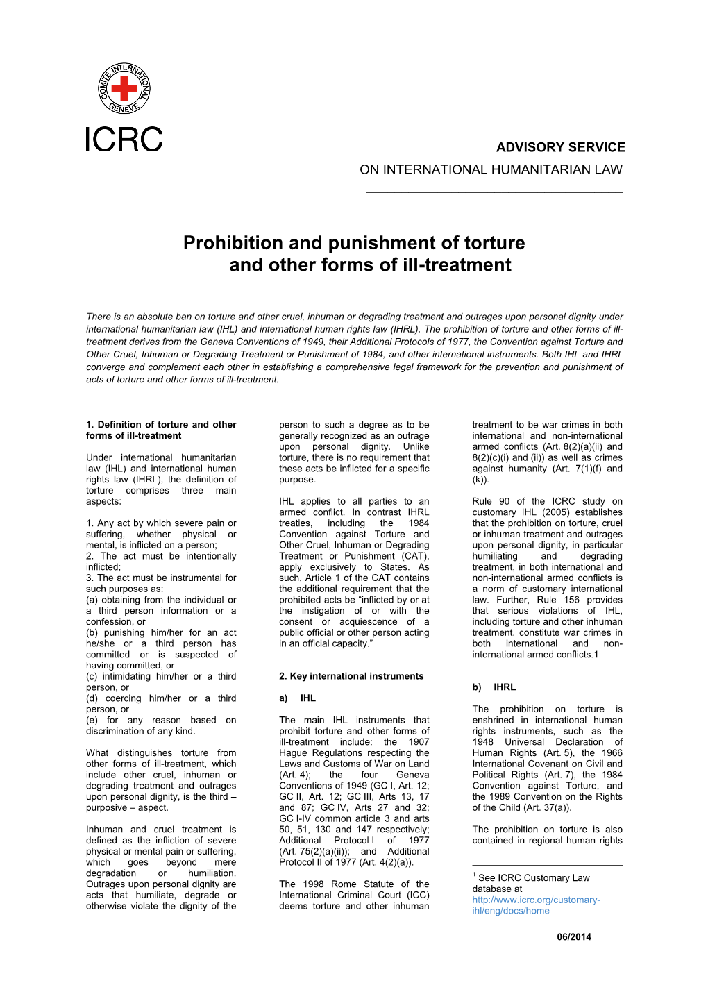Prohibition and Punishment of Torture and Other Forms of Ill-Treatment