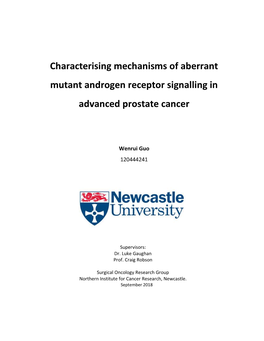 Characterising Mechanisms of Aberrant Mutant Androgen Receptor Signalling in Advanced Prostate Cancer