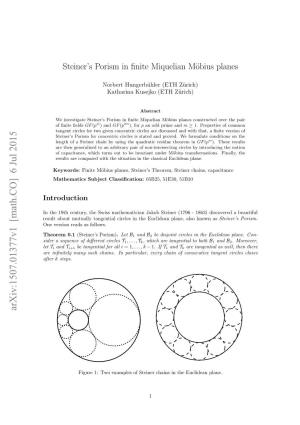 Steiner's Porism in Finite Miquelian Möbius Planes