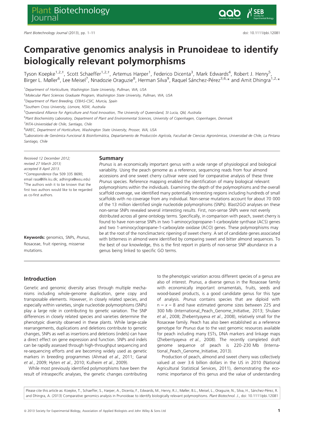 Comparative Genomics Analysis in Prunoideae to Identify Biologically Relevant Polymorphisms