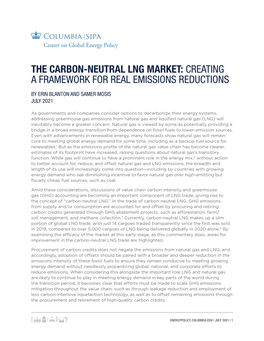The Carbon Neutral LNG Market: Creating a Framework for Real