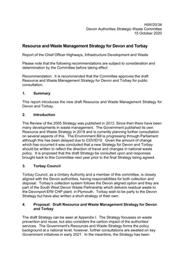 Resource and Waste Management Strategy for Devon and Torbay