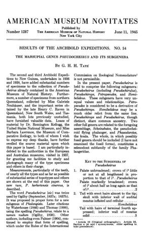 AMERICAN MUSEUM NOVITATES Published by Number 1287 the AMERICAN MUSEUM of NATURAL HISTORY June 11, 1945 New York City