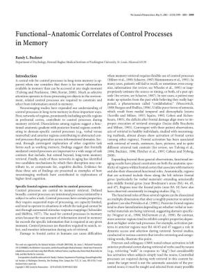 Functional–Anatomic Correlates of Control Processes in Memory