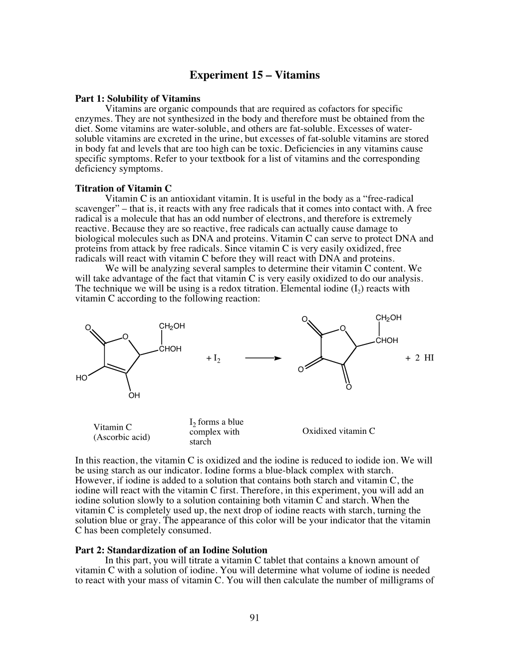 Experiment 15 – Vitamins