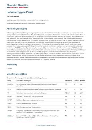 Blueprint Genetics Polymicrogyria Panel