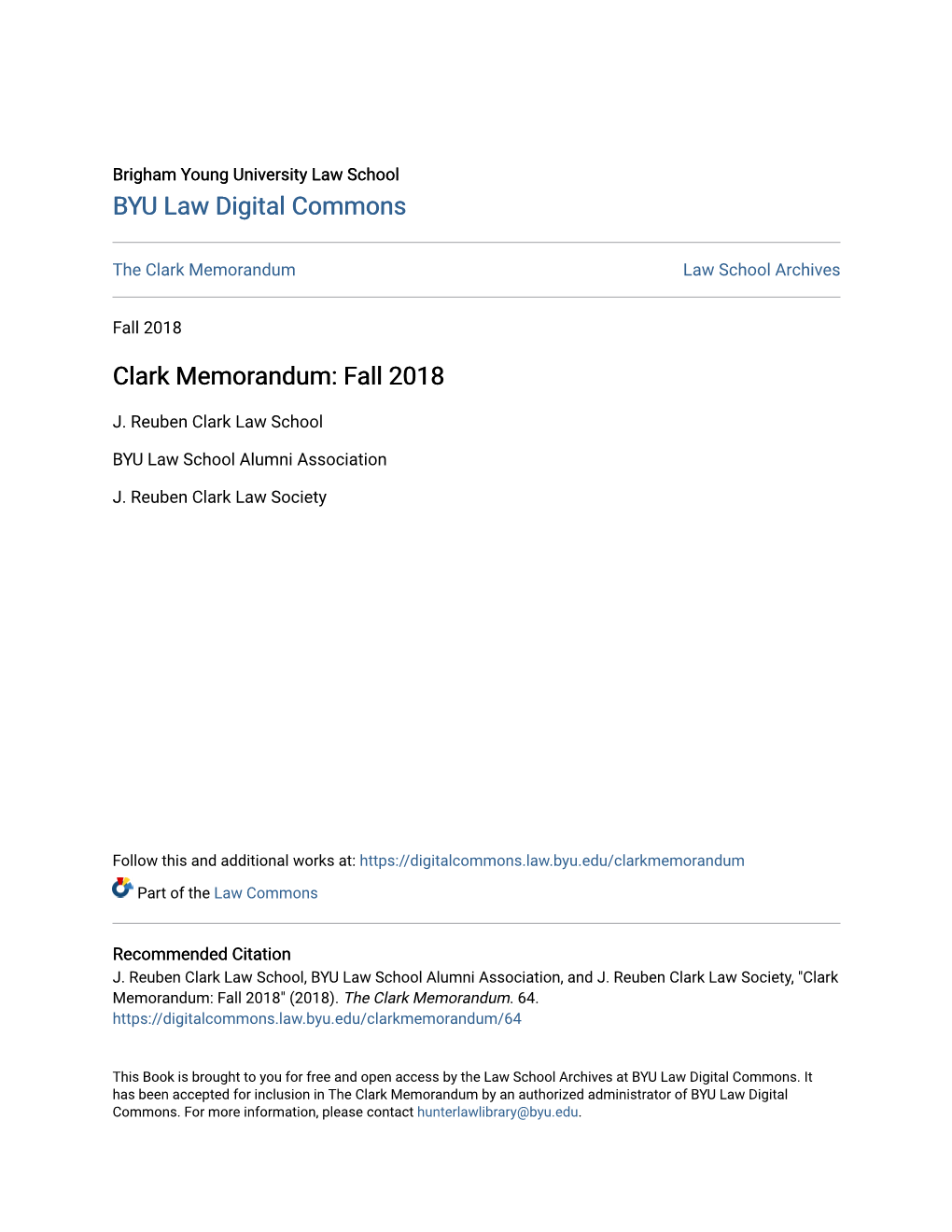 Clark Memorandum Law School Archives