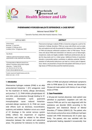 Pheniramine Hydrogen Maleate Dependence: a Case Report
