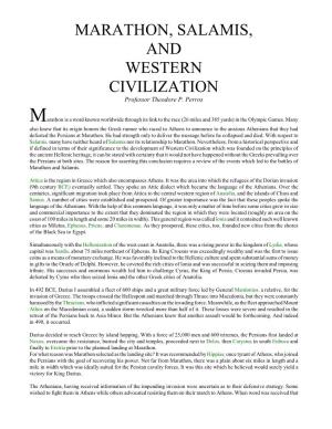 MARATHON, SALAMIS, and WESTERN CIVILIZATION Professor Theodore P