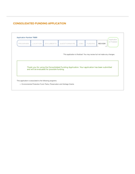 Consolidated Funding Application