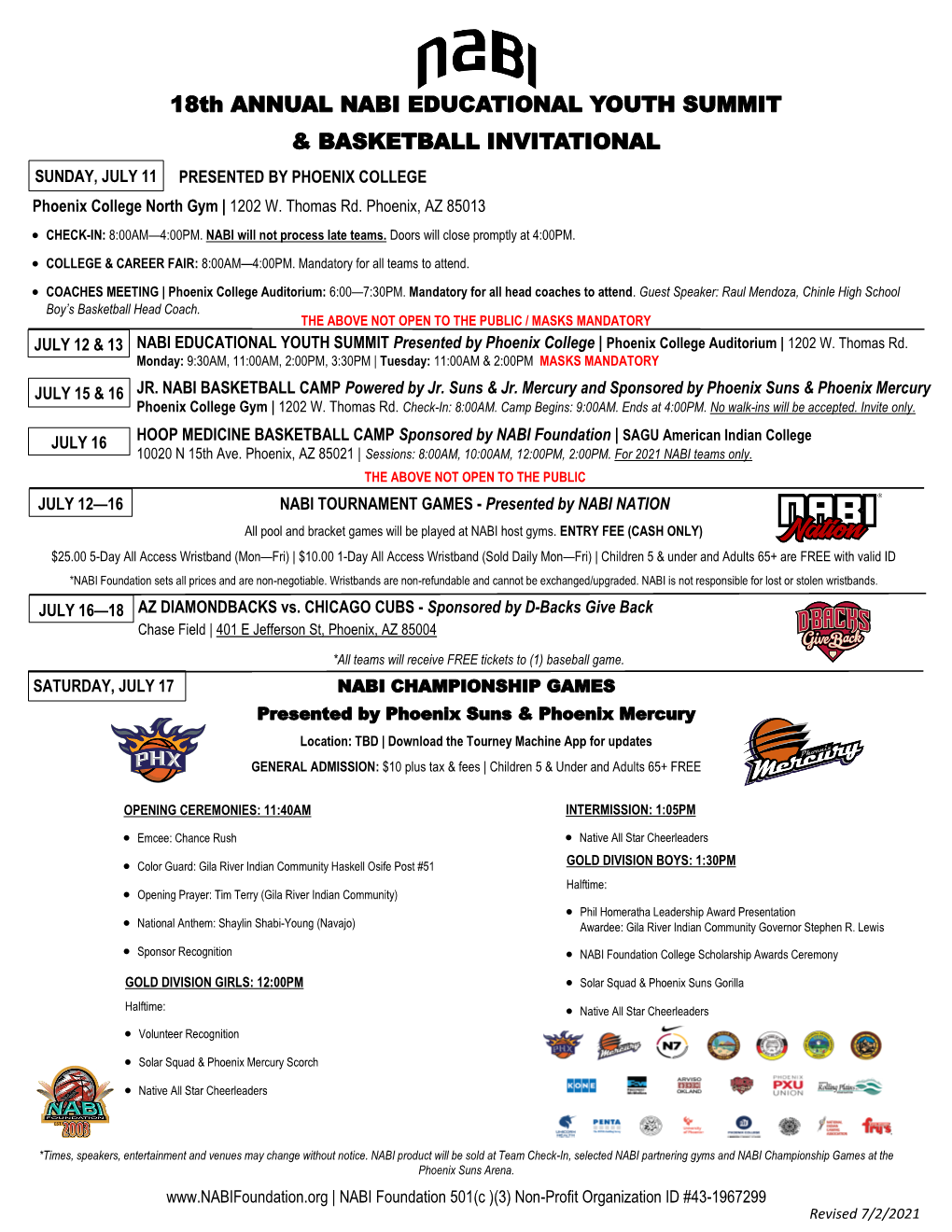 18Th ANNUAL NABI EDUCATIONAL YOUTH SUMMIT & BASKETBALL