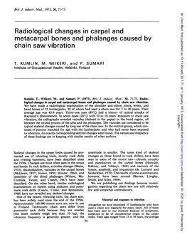 Radiological Changes in Carpal and Metacarpal Bones and Phalanges Caused by Chain Saw Vibration