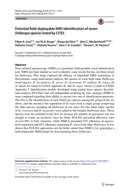 Potential Field-Deployable NIRS Identification of Seven Dalbergia