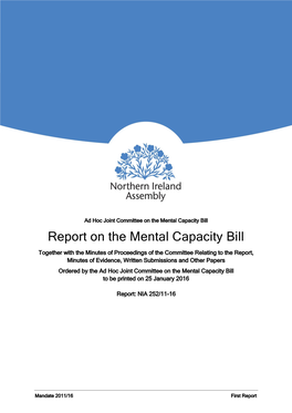 Report on the Mental Capacity Bill
