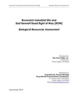 Brunswick Industrial Site and East Bennett Road Right of Way (ROW) Biological Resources Assessment