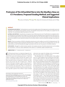 Protrusion of the Infraorbital Nerve Into the Maxillary Sinus on CT: Prevalence, Proposed Grading Method, and Suggested Clinical Implications