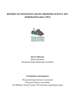 REPORT of WISCONSIN GRAPE GROWERS SURVEY 2011 (Published December 2011)