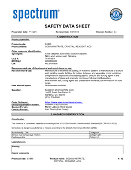 SDS Contains All of the Information Required by the HPR