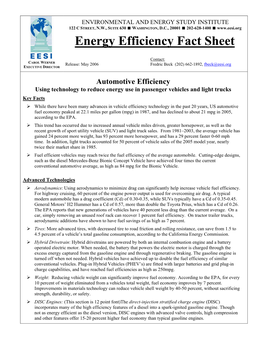 Energy Efficiency Fact Sheet
