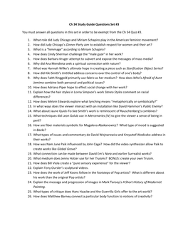 Ch 34 Study Guide Questions Set #3 You Must Answer All Questions in This Set in Order to Be Exempt from the Ch 34 Quiz #3. 1. Wh