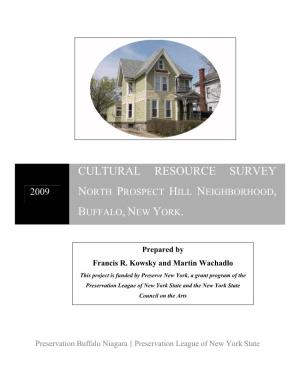 Cultural Resource Survey North Prospect Hill Neighborhood, Buffalo