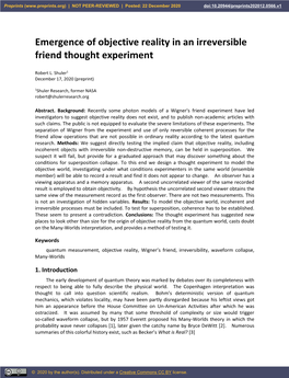 Emergence of Objective Reality in an Irreversible Friend Thought Experiment