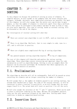 CHAPTER 7: SORTING 7.1. Preliminaries 7.2. Insertion Sort