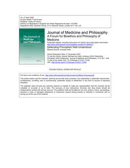 Journal of Medicine and Philosophy