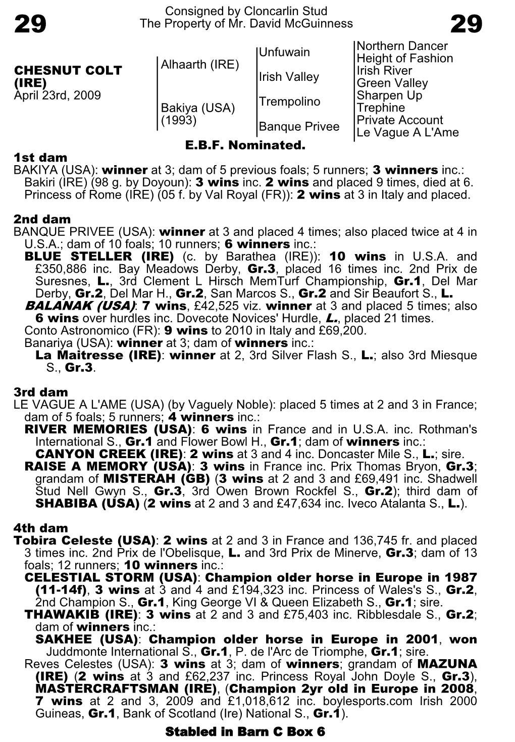 Consigned by Cloncarlin Stud the Property of Mr. David