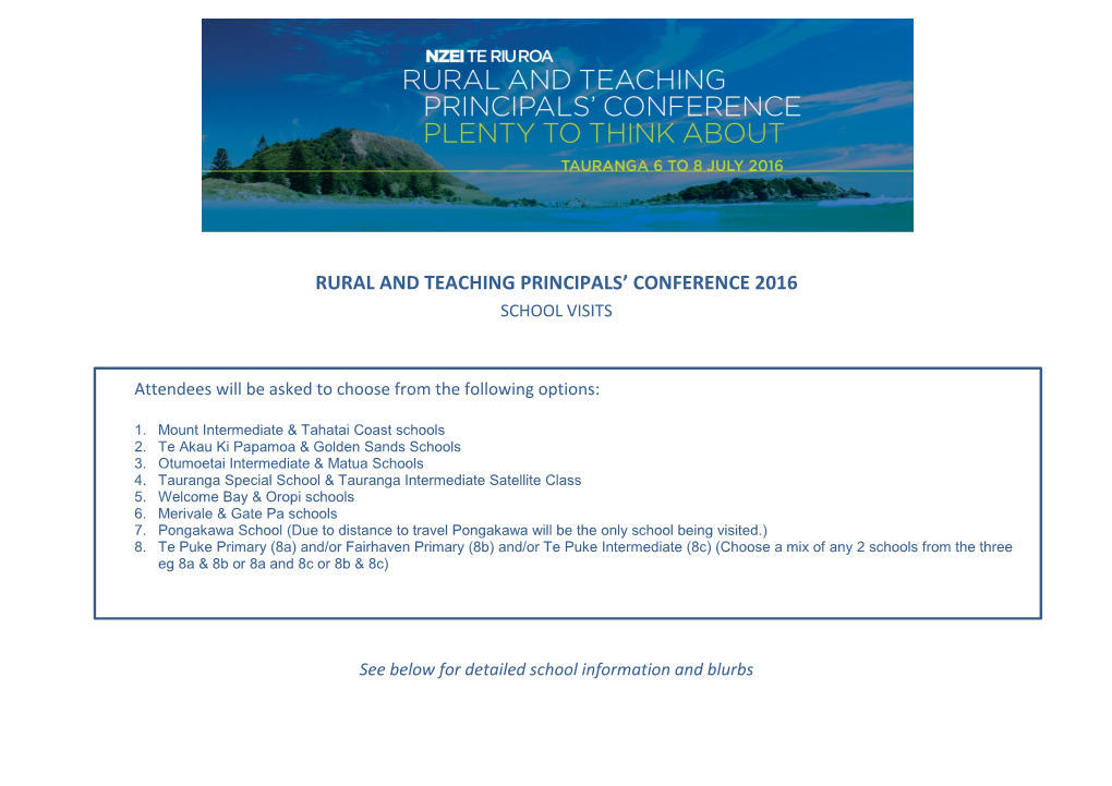 Rural and Teaching Principals' Conference 2016