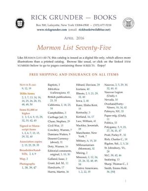 Mormon List 75)