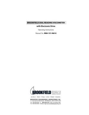 BROOKFIELD DIAL READING VISCOMETER with Electronic Drive