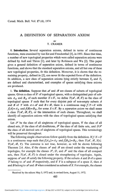 A Definition of Separation Axiom