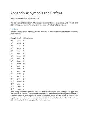 Appendix A: Symbols and Prefixes