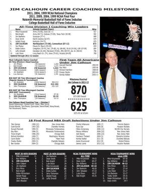 Jim Calhoun's Careerthe University of Connecticut Athletics Department Prepared a Biographical Information Packet on Coach