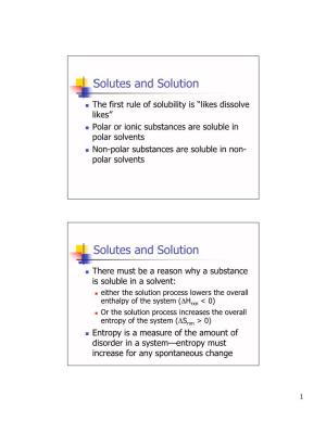 Solutes and Solution