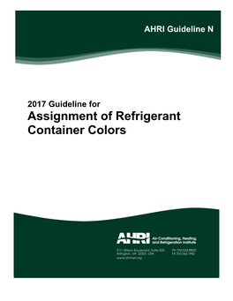 AHRI Guideline N-2017: Assignment of Refrigerant Container Colors