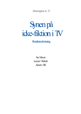 Synen På Icke-Fiktion I TV Resultatredovisning