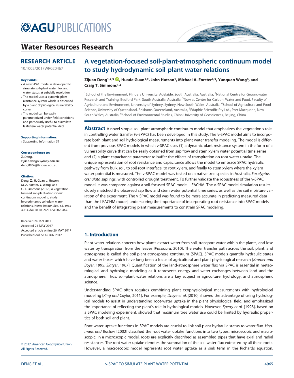 Atmospheric Continuum Model to Study Hydrodynamic Soil‐