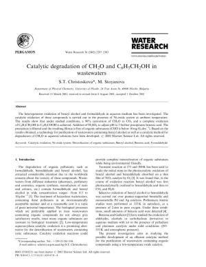 Catalytic Degradation of CH2O and C6H5CH2OH in Wastewaters S.T